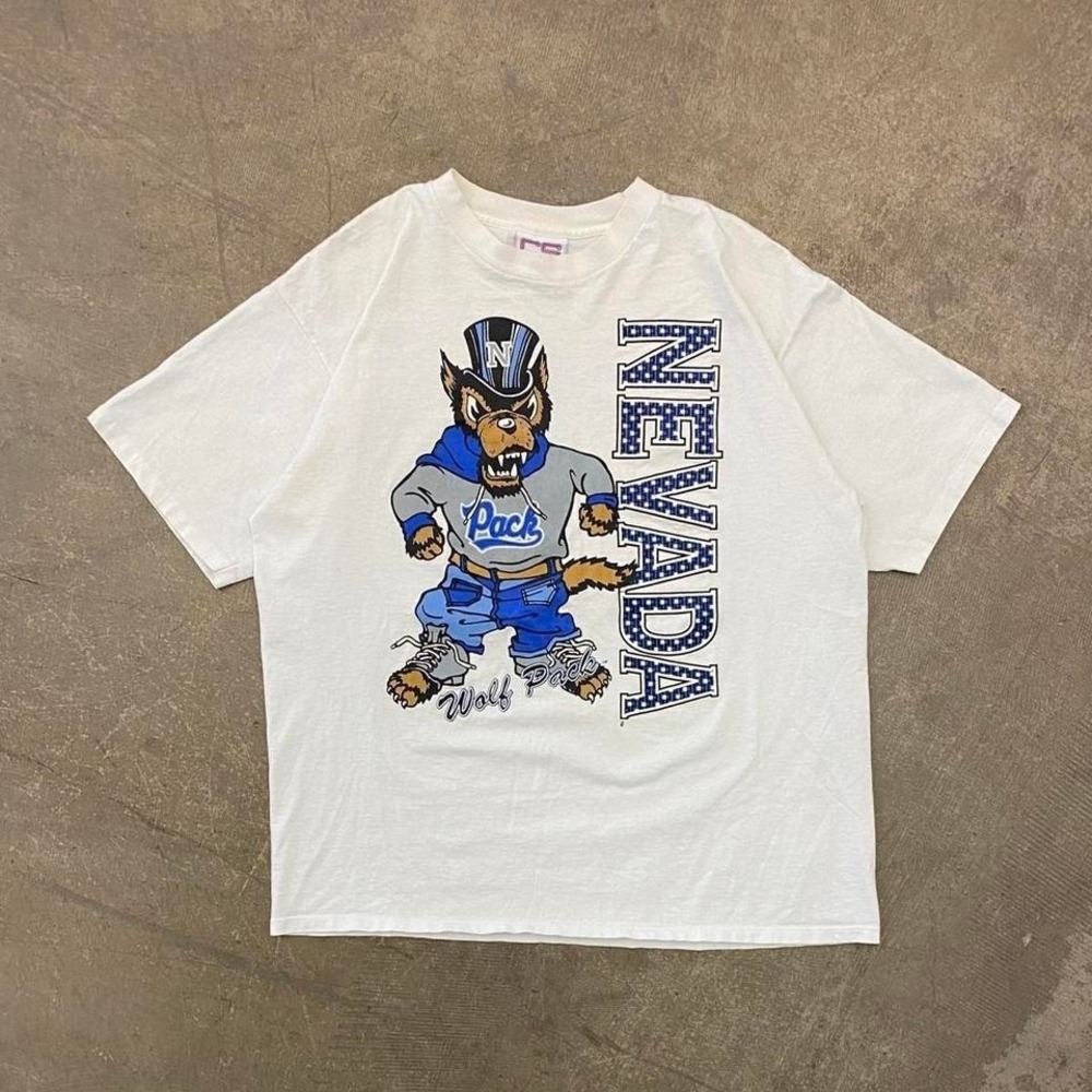 Vintage Nevada Wolf Pack 90s Mascot Rare College Sportswear Reno T-Shirt Size XL